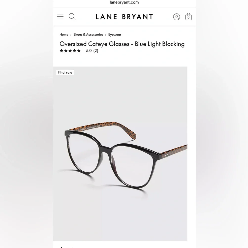 Blue Light Lense Glasses Lane Bryant NWOT